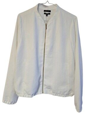 RW&CO Stretch Lining Women's White Bomber Jacket Size Medium